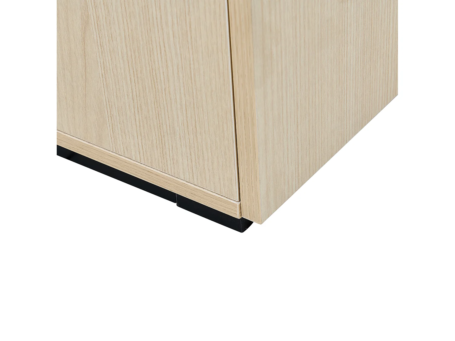 Armoire avec 2 portes, miroir et cintres coulissants - bois -naturel