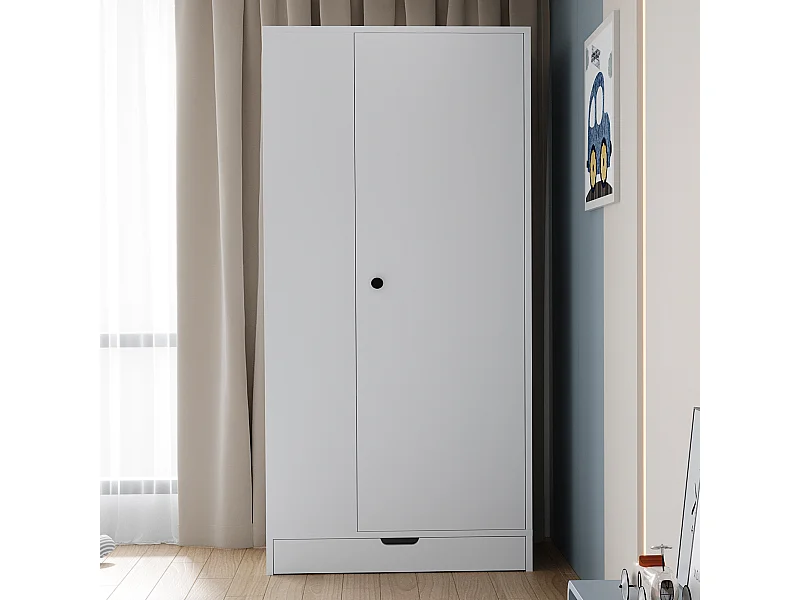 Armoire avec tiroir , porte et 3 étagère -Blanc 70 x 40 x 170 cm