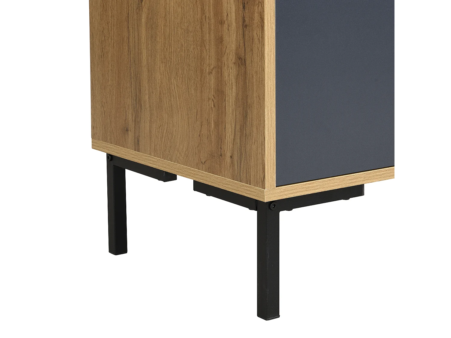 Vestiaire avec 2 portes, étagères et crochets , pieds en métal, bleue et naturel