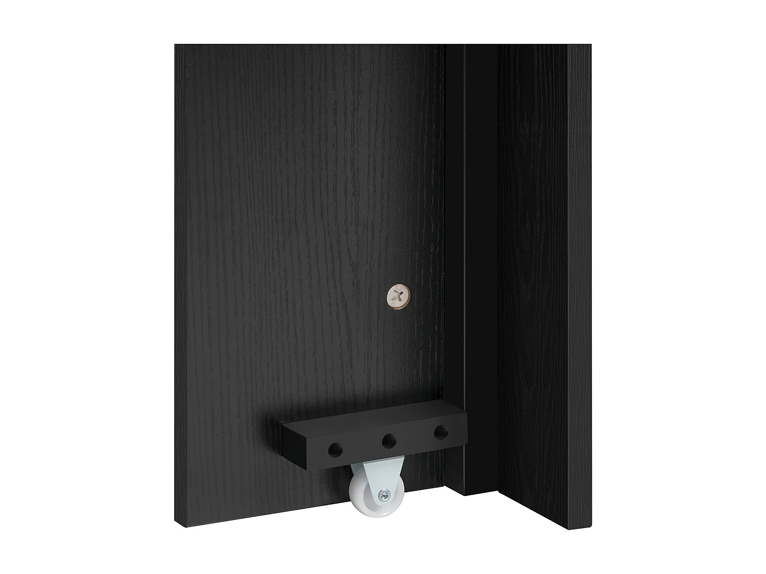 Îlot central de cuisine sur roulettes, prises ,LED et 3 portes -plateau amovible- Blanc et noir