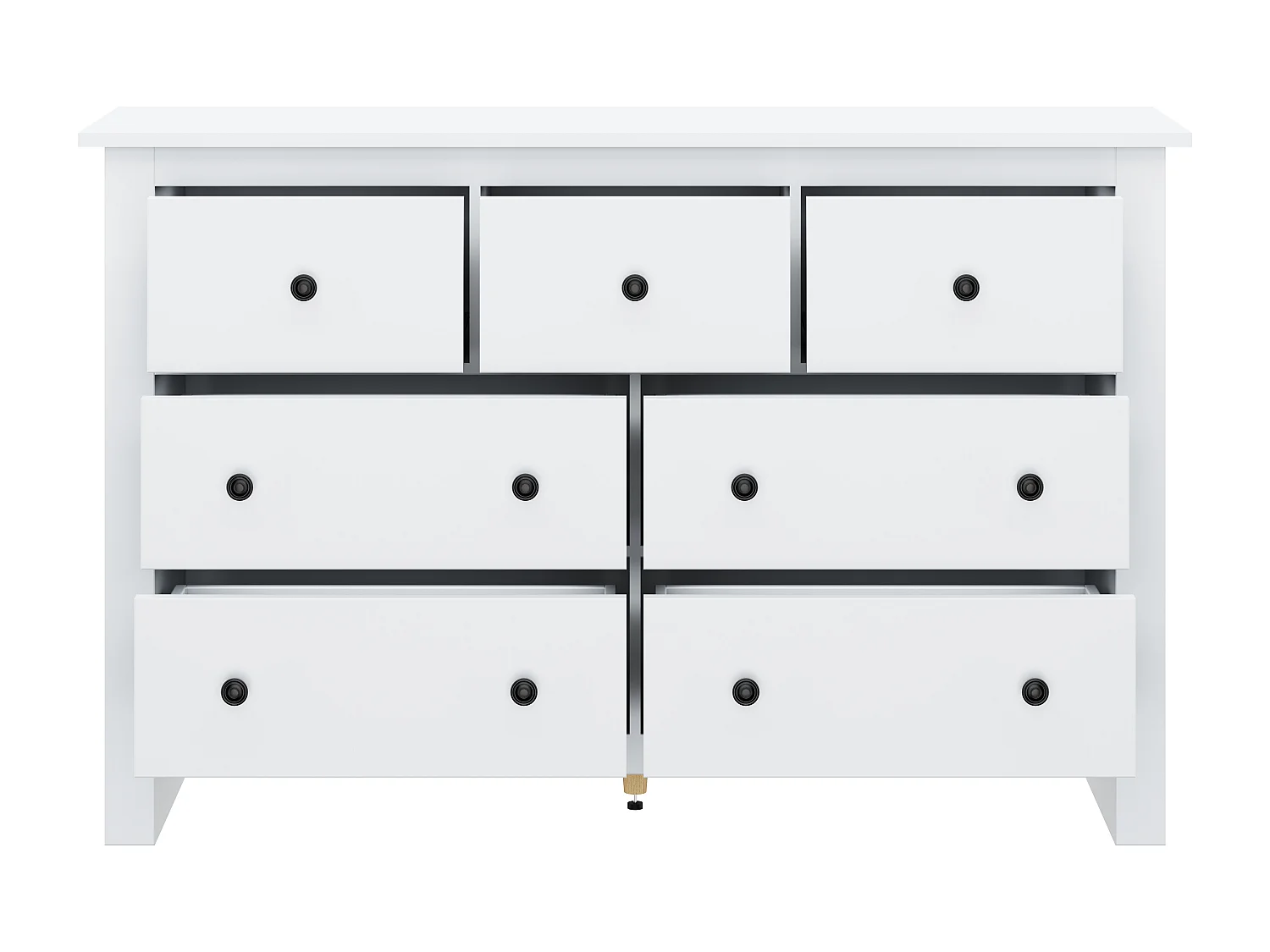 Cassettiera con 7 cassetti - maniglie nere - Bianco