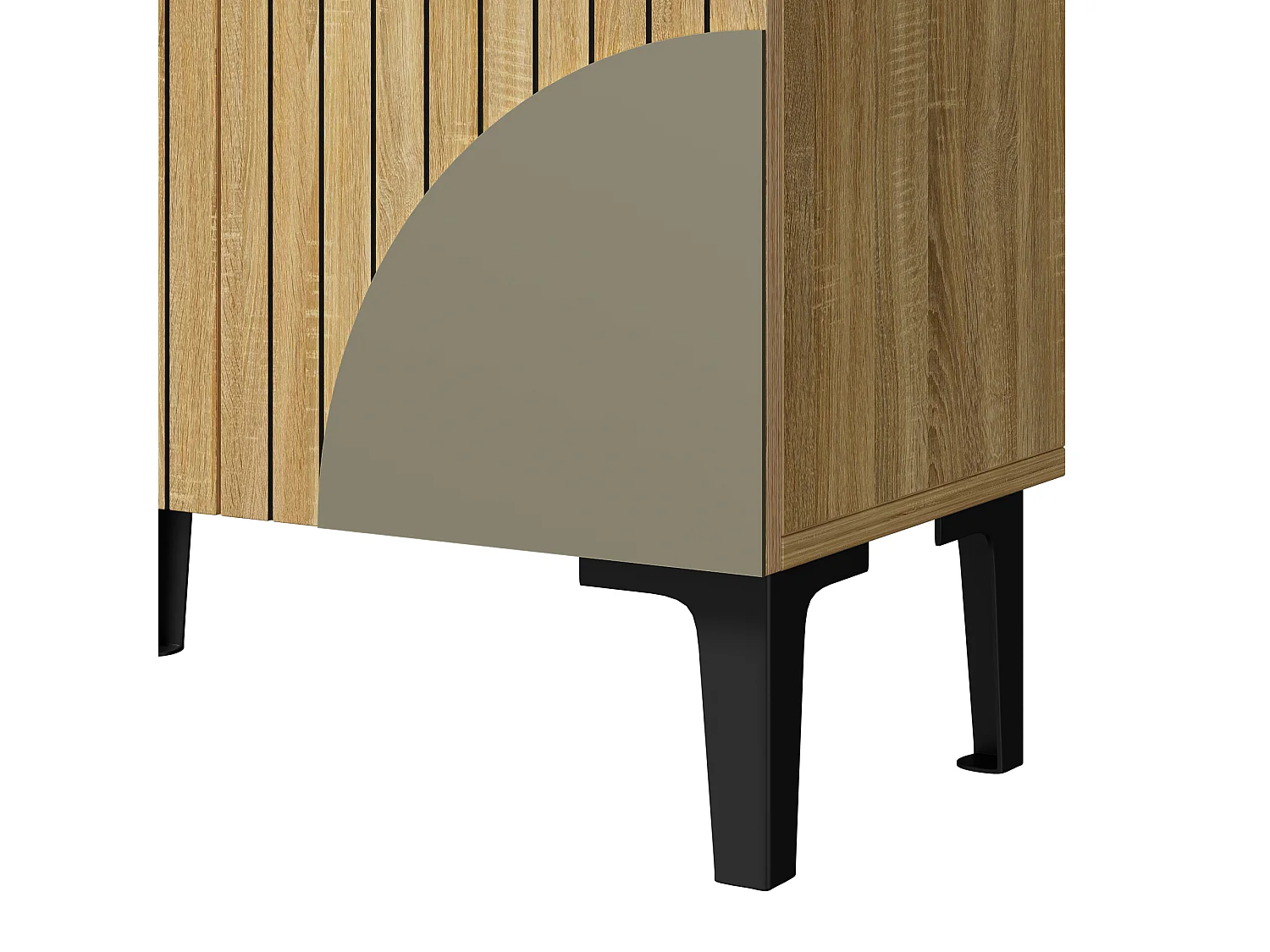 Meuble à chaussures avec 2 portes rayées , pieds en métal noir, naturel