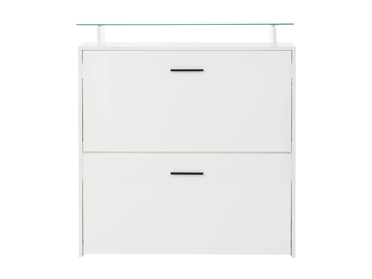 Penderie, Meuble d’entrée avec 1 meuble à chaussures, 1 miroir et 2 panneaux porte-manteaux, blanche