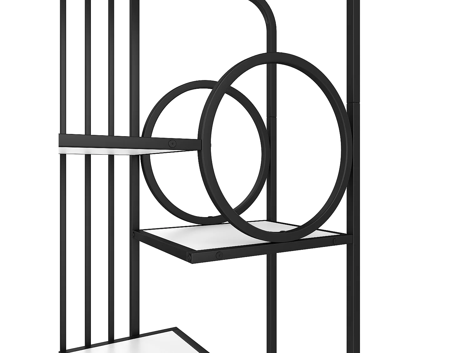 Etagère en métal et bois MDF - 3 tablettes et 2 portes- Noir et blanc