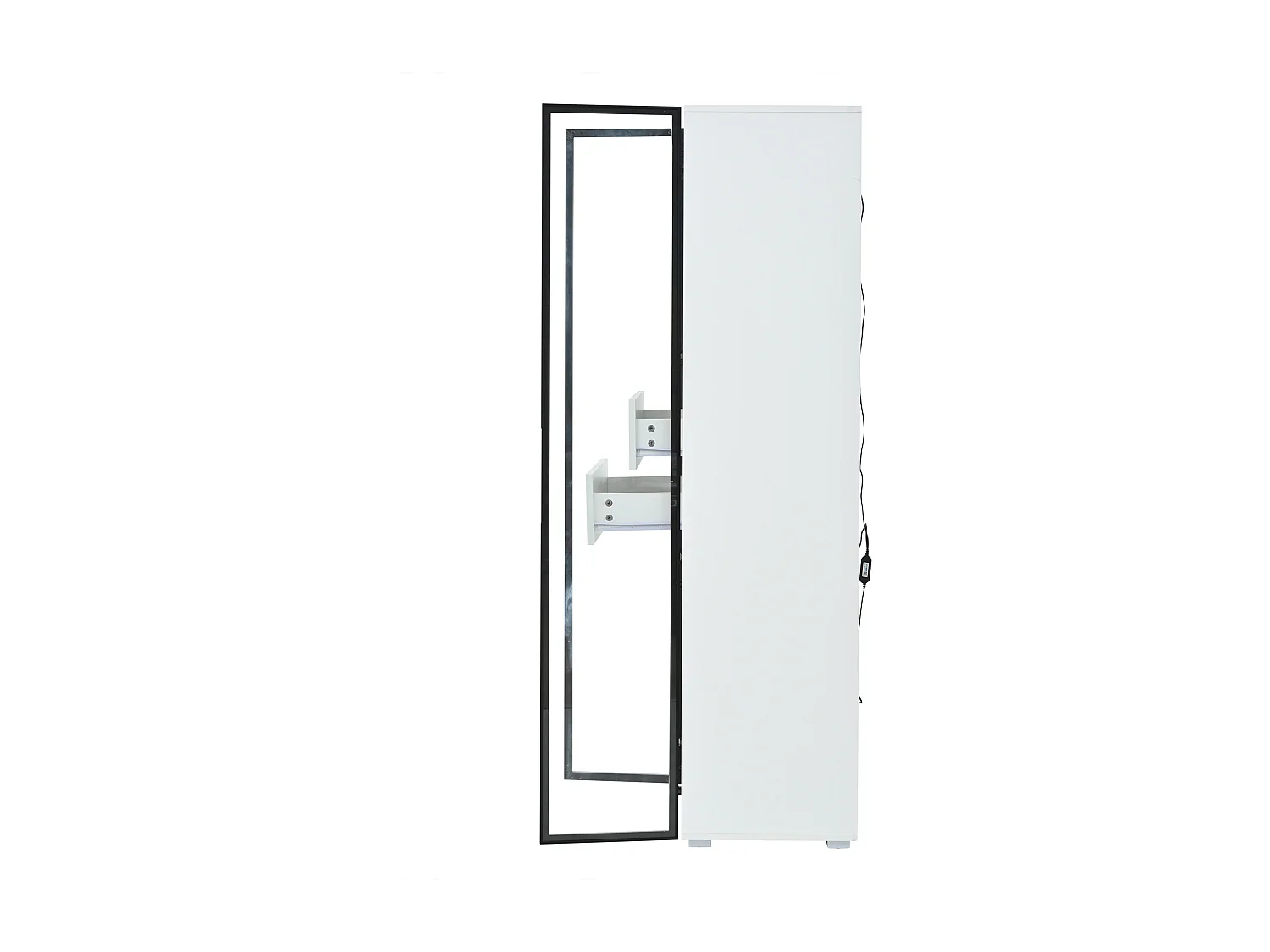 Vitrine avec LED, 2 portes vitrées et 2 tiroirs - Blanc 60 x 40 x 160 cm