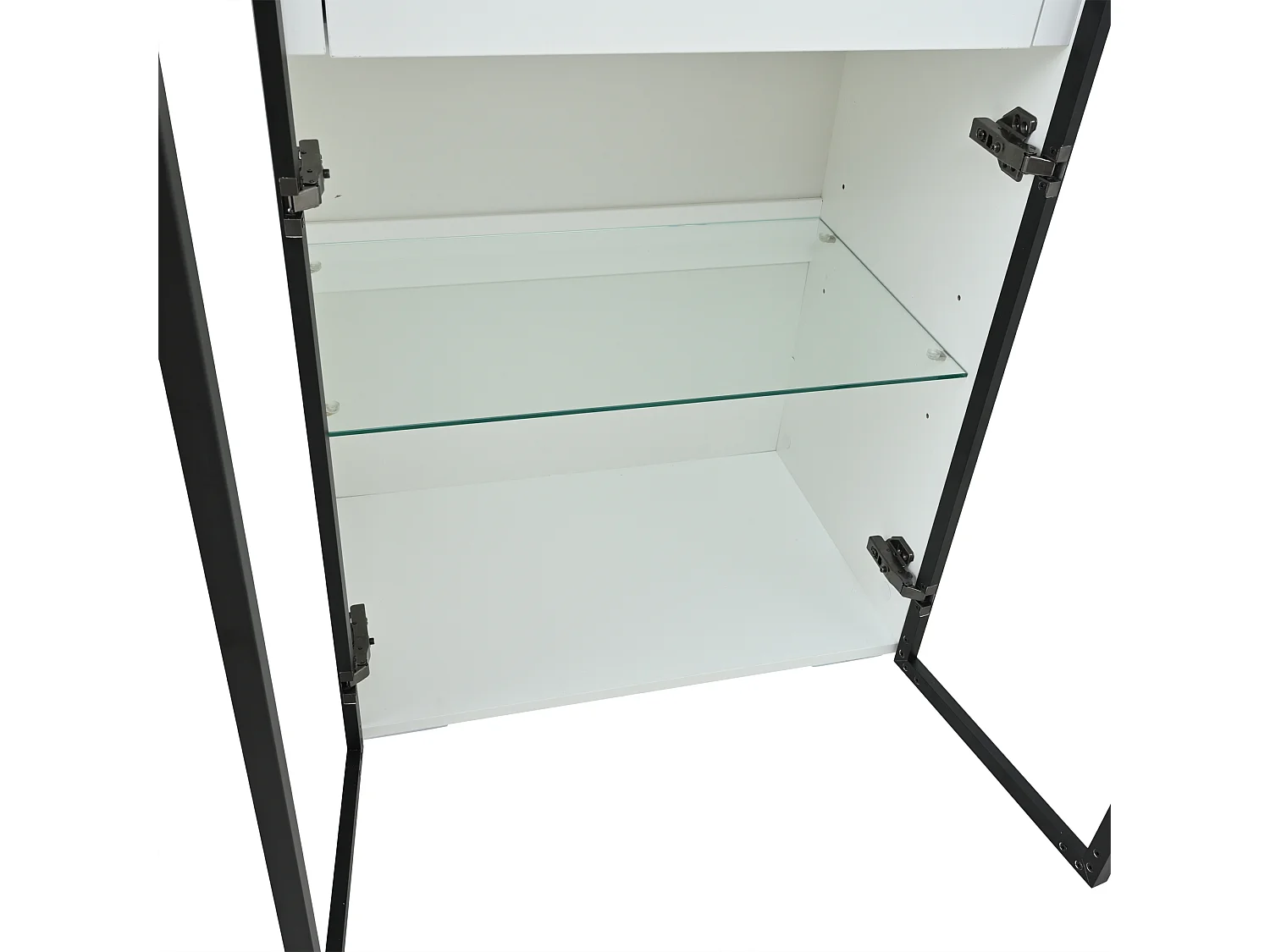 Vitrine avec LED, 2 portes vitrées et 2 tiroirs - Blanc 60 x 40 x 160 cm