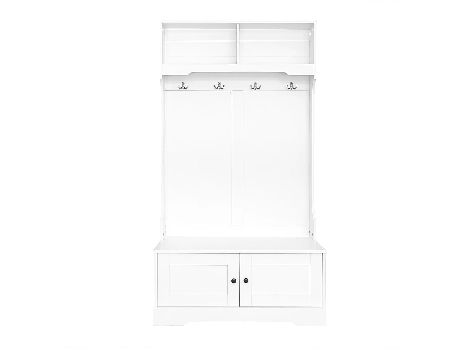 Vestiaire blanc avec 2 portes et 4 crochets, panneaux de particules, style minimaliste