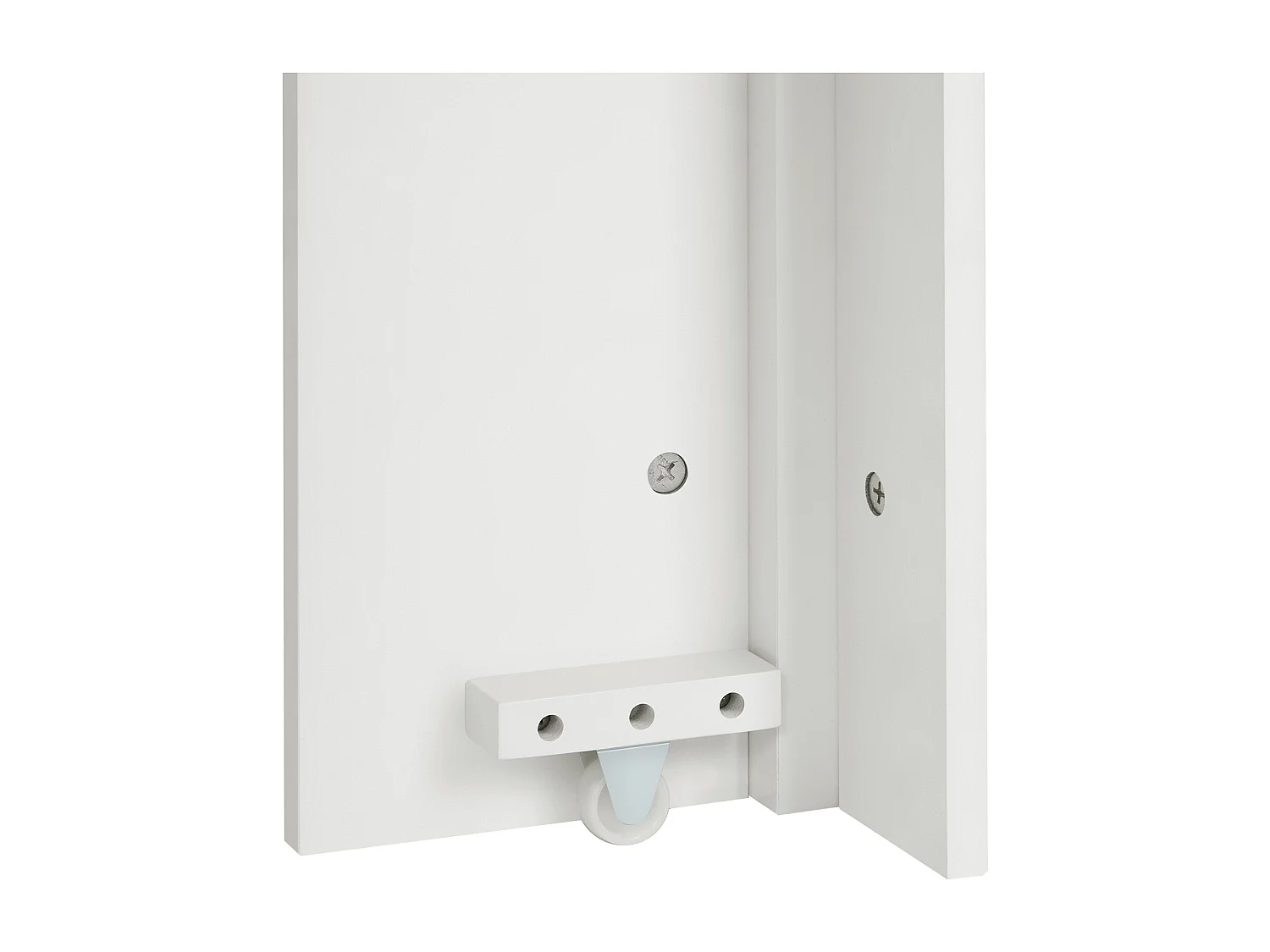 Îlot central de cuisine sur roulettes, prises , LED et 3 portes -plateau amovible- Blanc et naturel