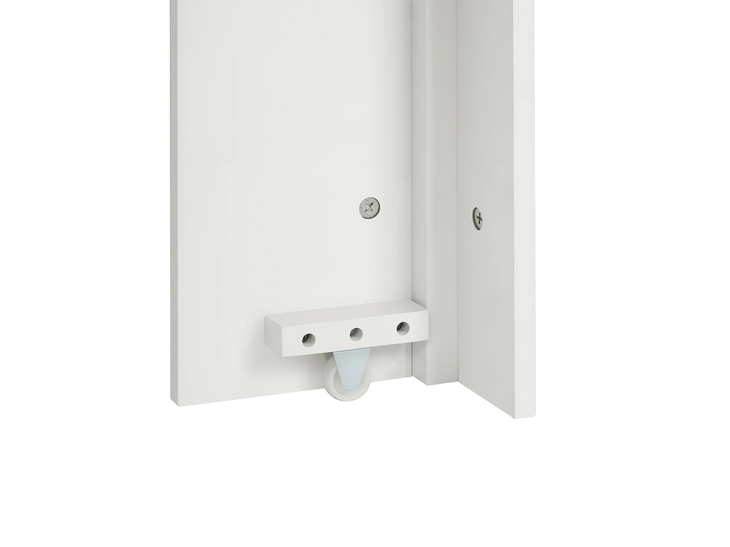 Îlot central de cuisine sur roulettes, prises , LED et 3 portes -plateau amovible- Blanc et naturel