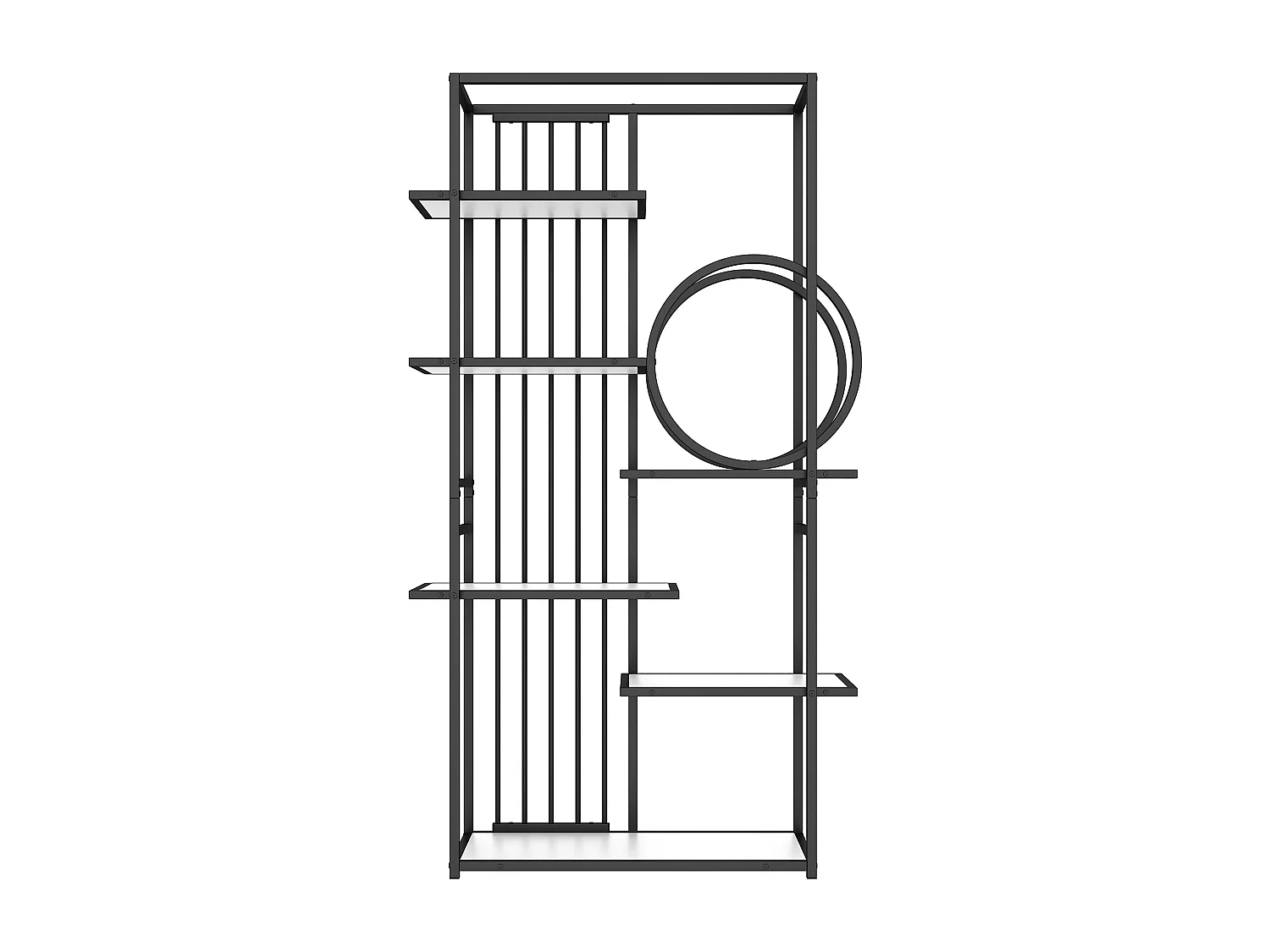 Etagère en métal et bois MDF - 6 tablettes - Noir et blanc