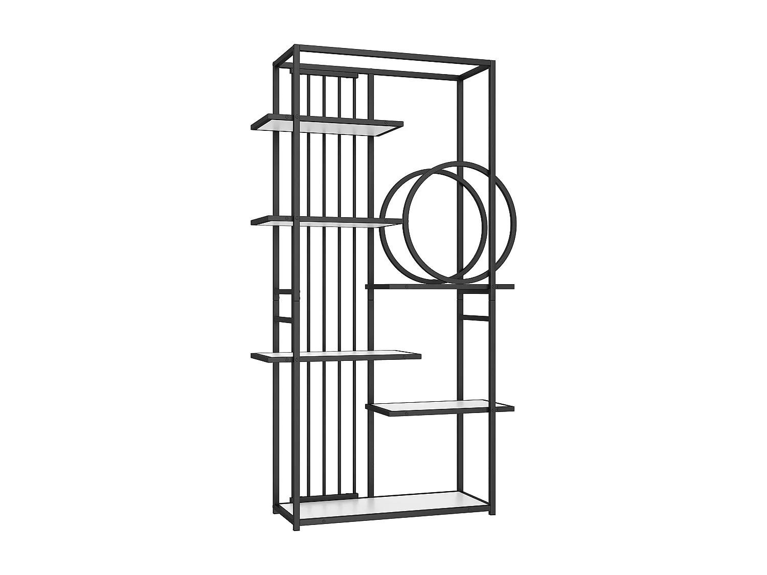 Etagère en métal et bois MDF - 6 tablettes - Noir et blanc