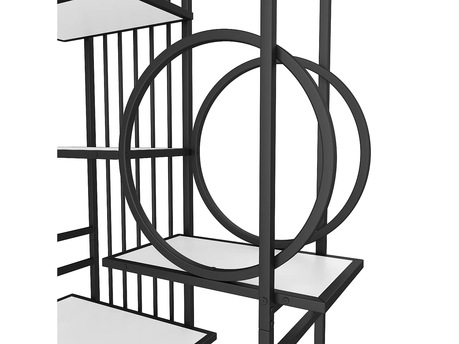 Etagère en métal et bois MDF - 6 tablettes - Noir et blanc