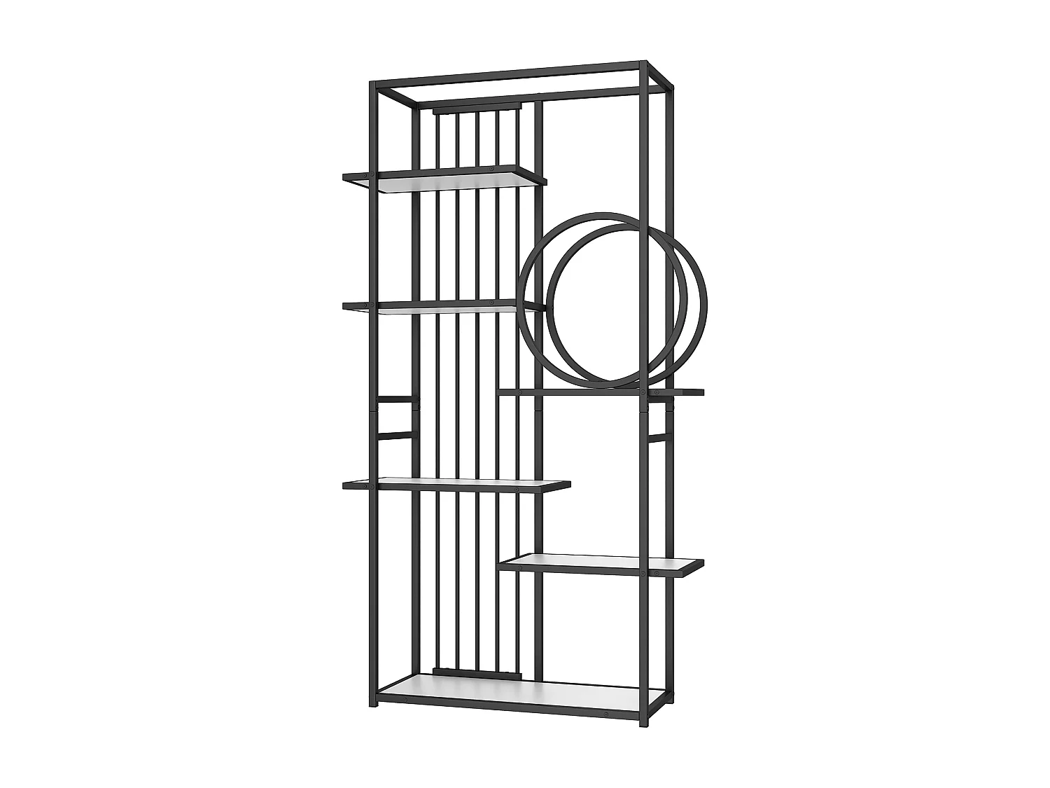 Etagère en métal et bois MDF - 6 tablettes - Noir et blanc