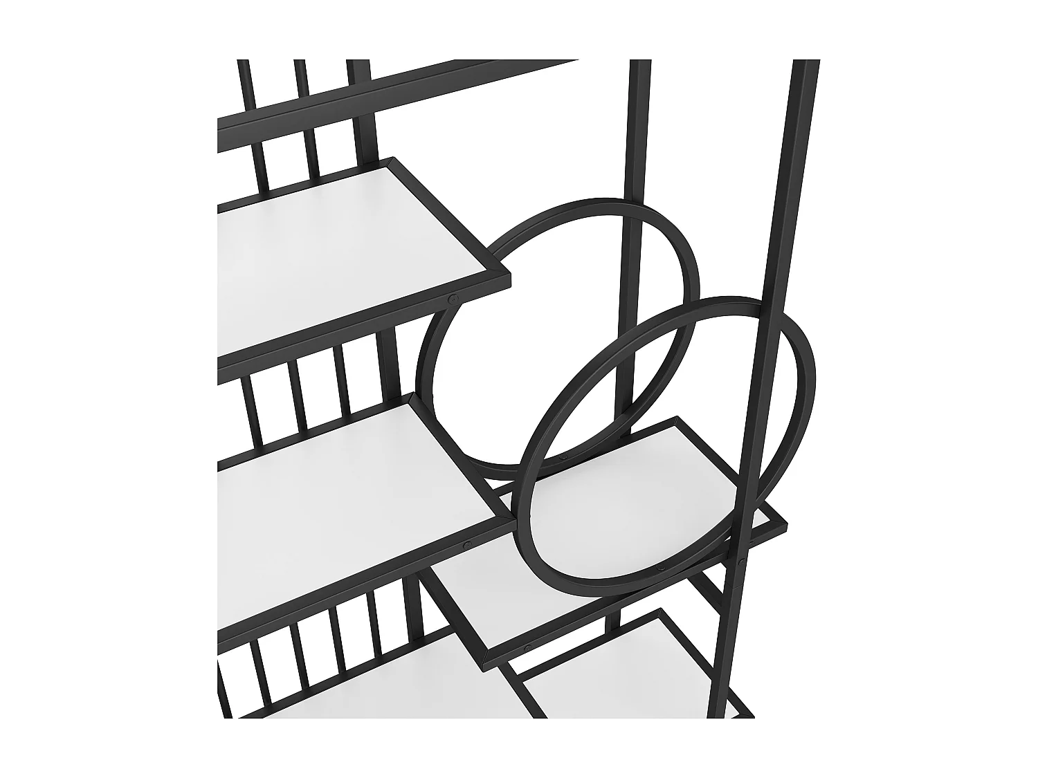 Etagère en métal et bois MDF - 6 tablettes - Noir et blanc