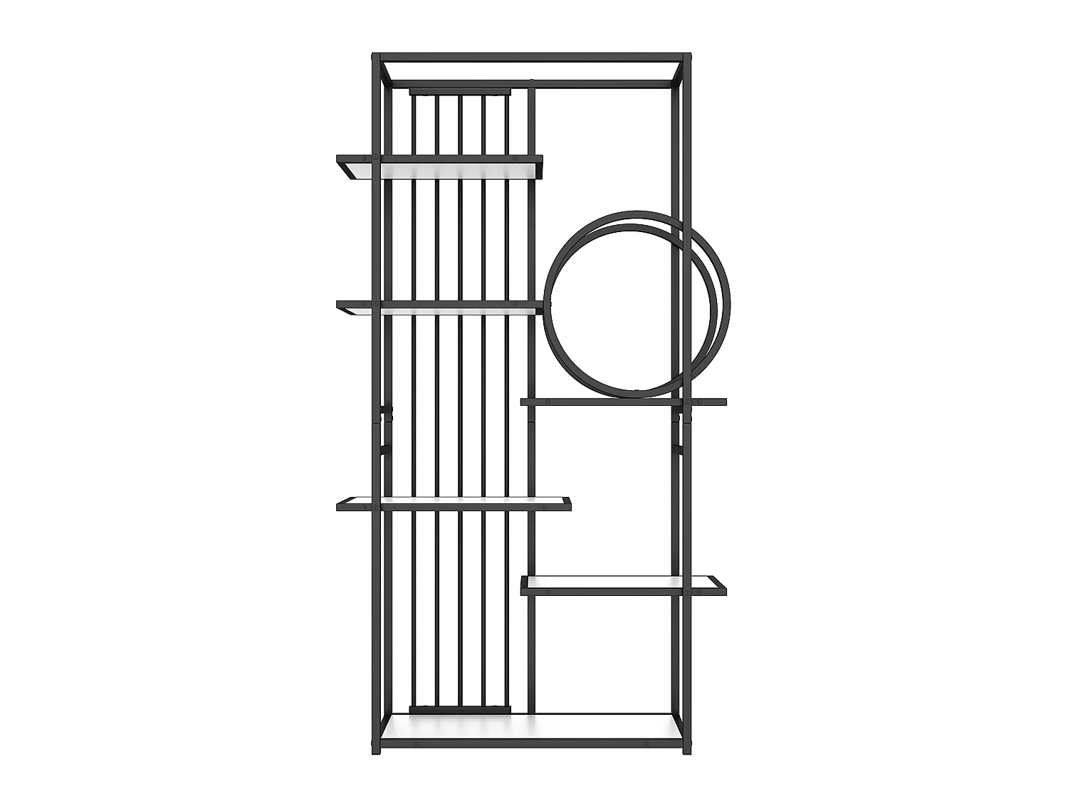 Etagère en métal et bois MDF - 6 tablettes - Noir et blanc