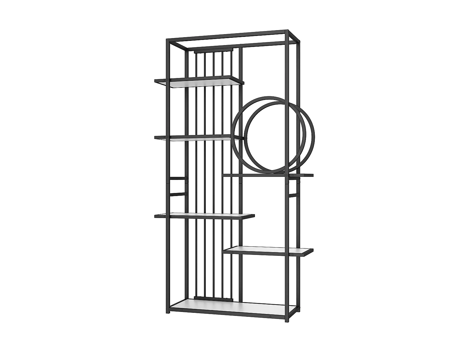 Etagère en métal et bois MDF - 6 tablettes - Noir et blanc