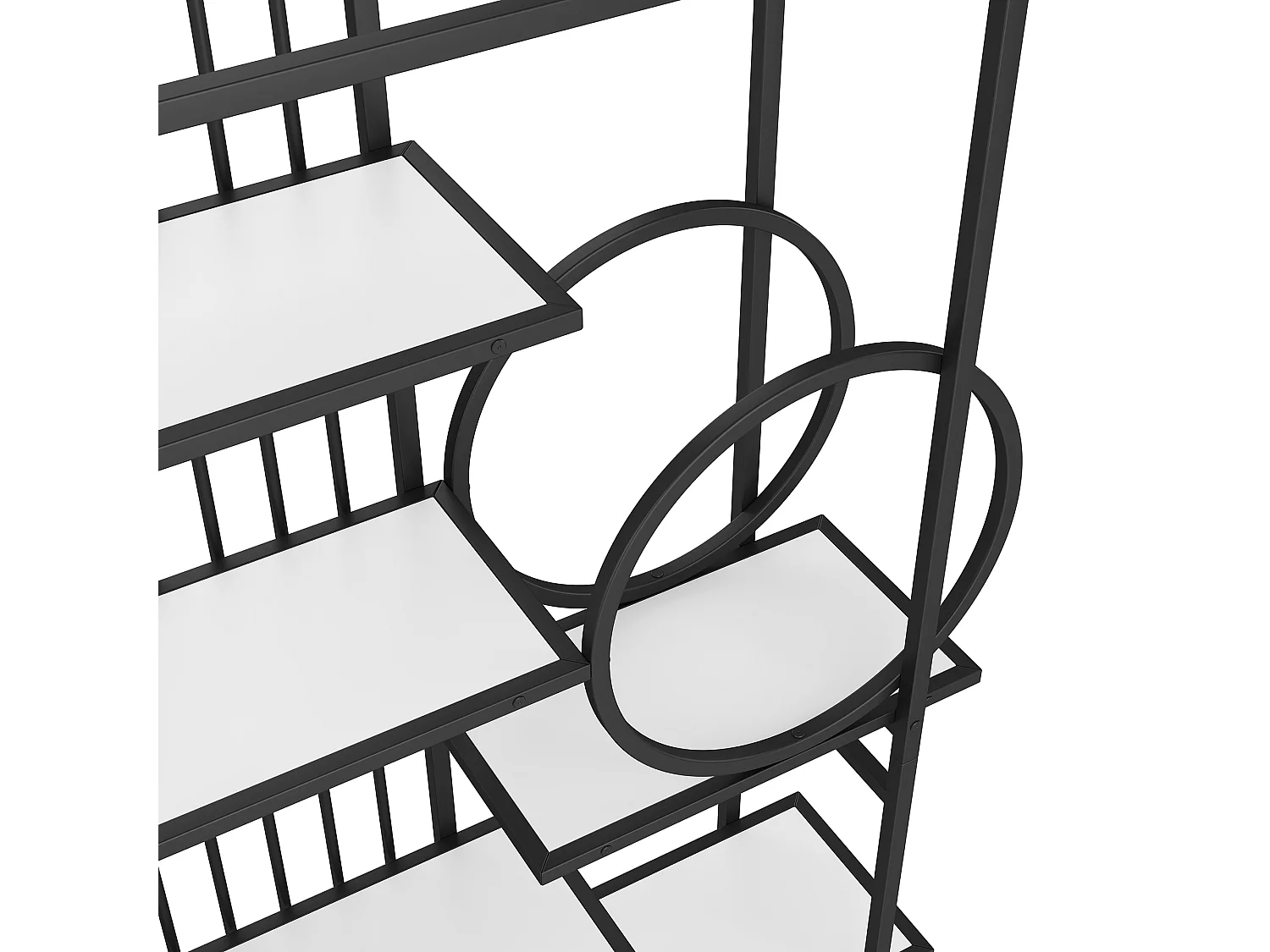 Etagère en métal et bois MDF - 6 tablettes - Noir et blanc