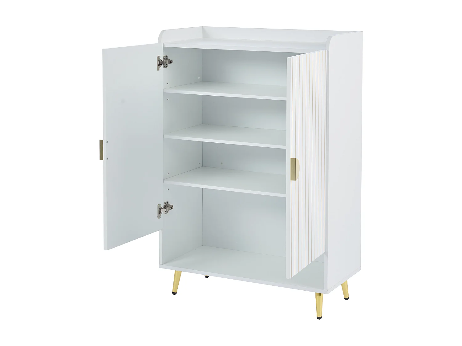 Zapatero de 2 puertas - puerta con rayas verticales - MDF blanco