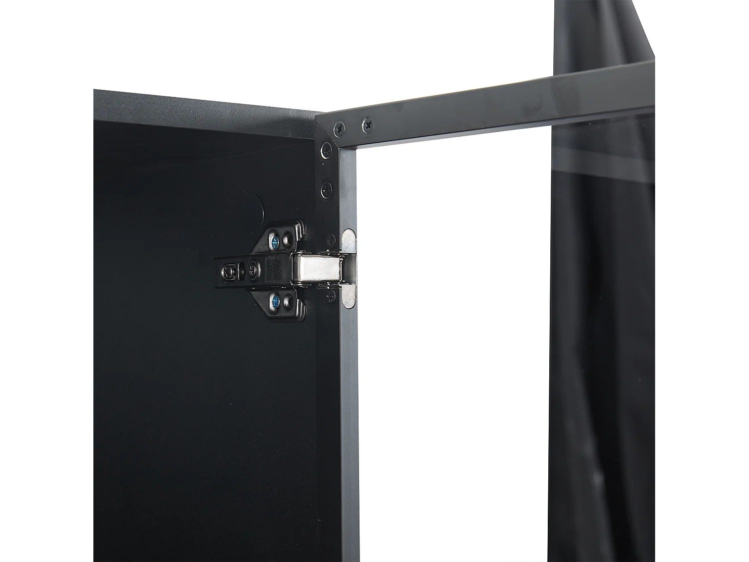 Vitrinekast met LED-verlichting en 2 glazen deuren - Verstelbare planken - Zwart