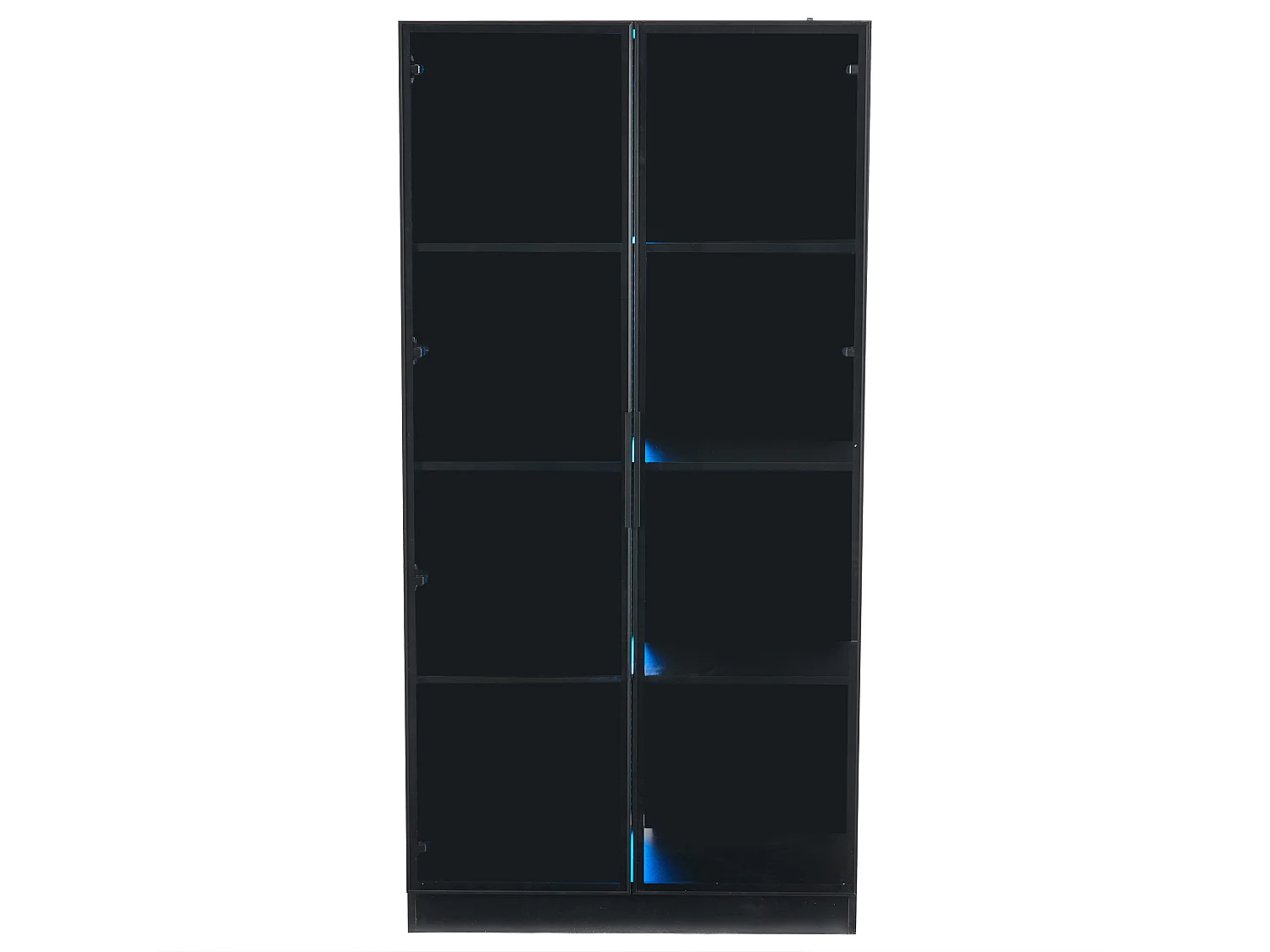 Vitrine avec LEDs et 2 portes vitrées - Etagères réglables - Noir