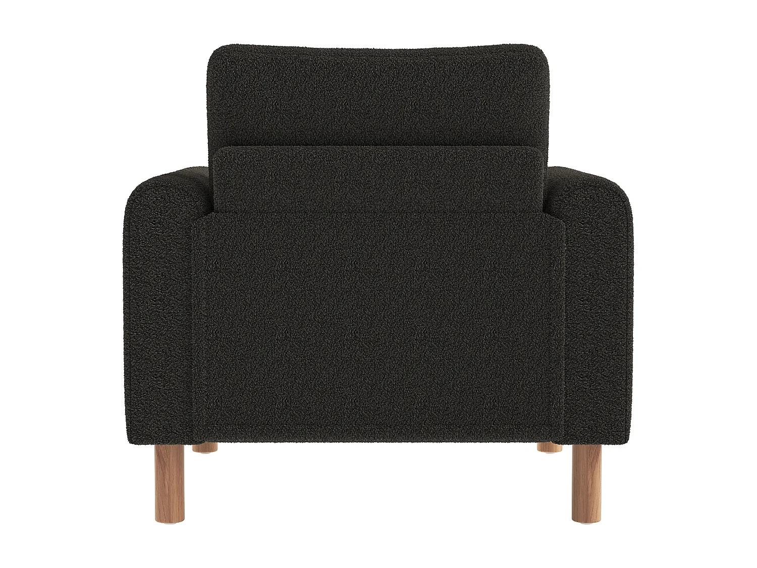 Poltrona con supporto lombare, struttura in legno, tessuto Teddy, grigio scuro