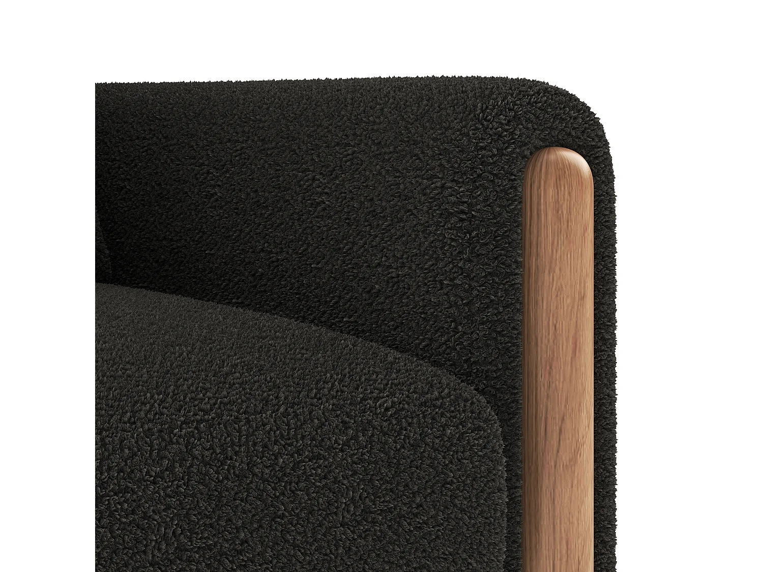 Poltrona con supporto lombare, struttura in legno, tessuto Teddy, grigio scuro