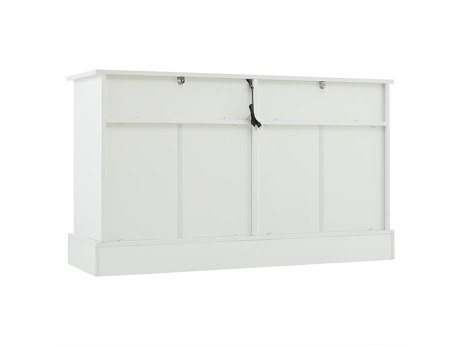 Commode avec 6 tiroirs et éclairage LED, poignées dorées, panneaux de particules