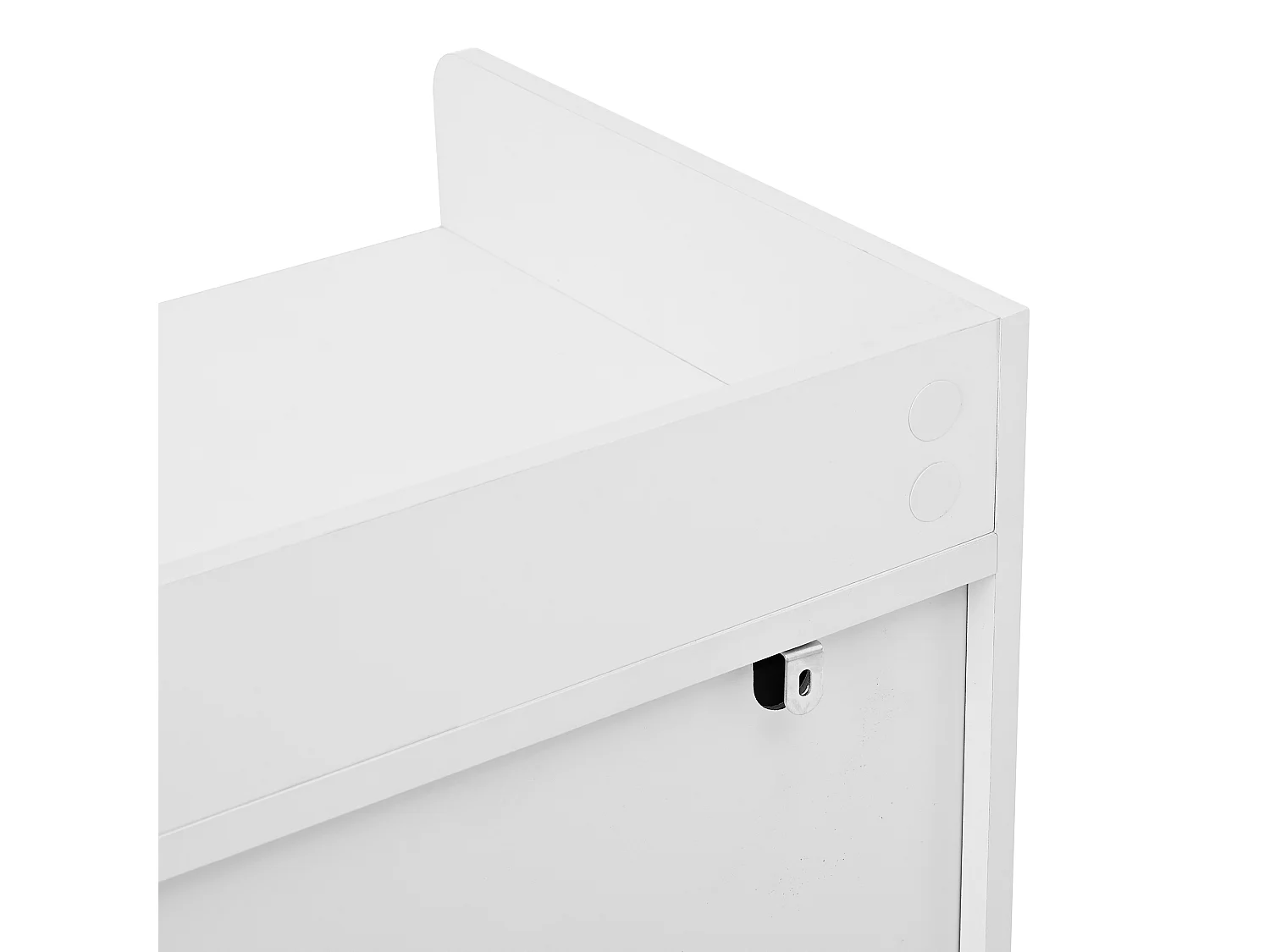 Meuble à chaussures avec 2 portes et tiroir - Poignée noire - Bois blanc