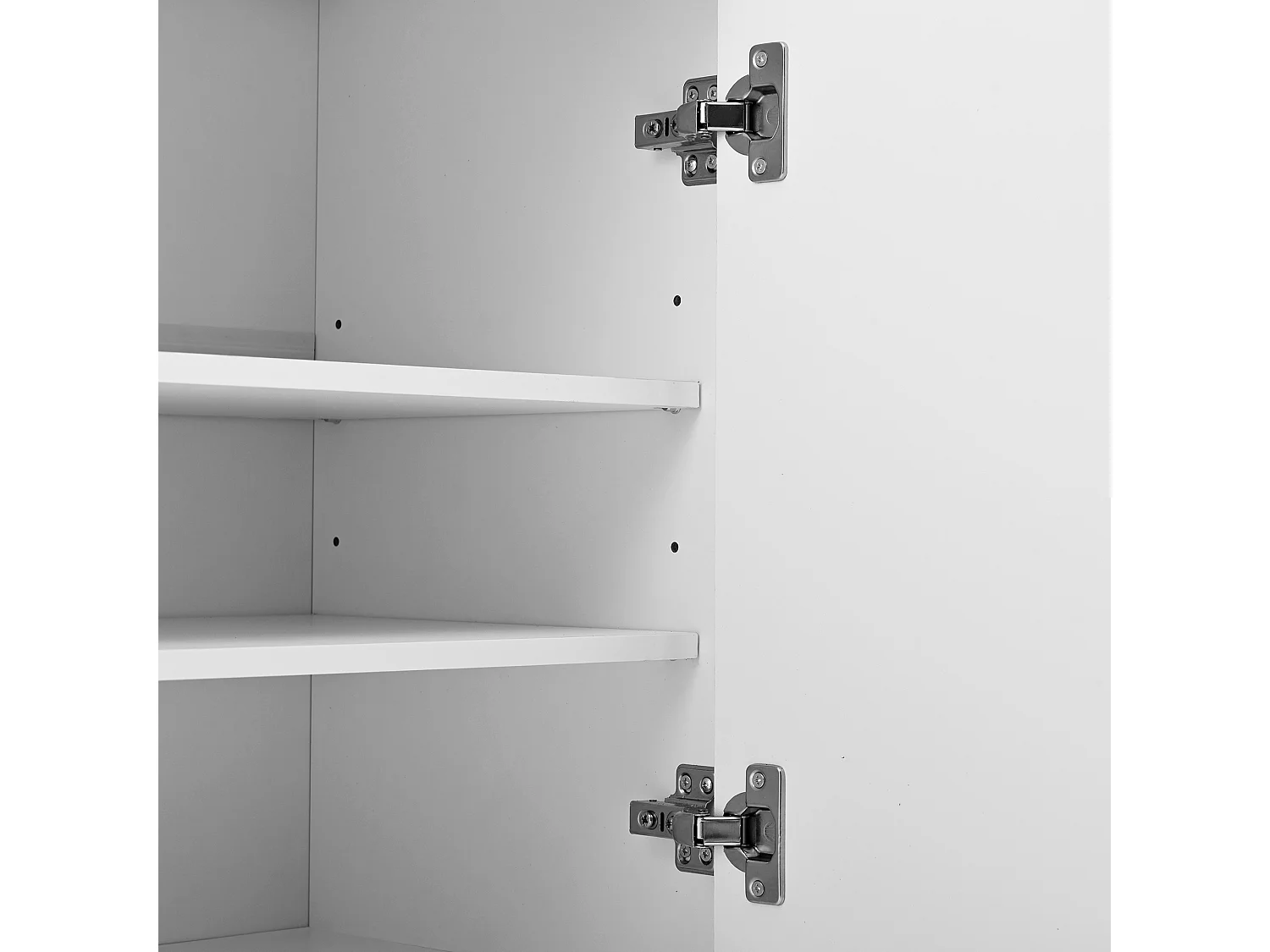 Meuble à chaussures avec 2 portes et tiroir - Poignée noire - Bois blanc