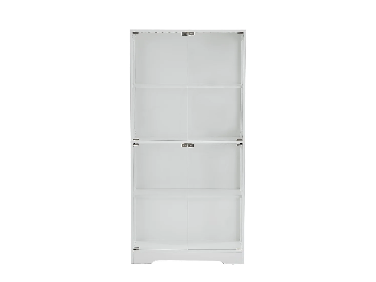 Vitrinekast met 4 glazen deuren, LED-verlichting en slimme sensoren, wit, MDF