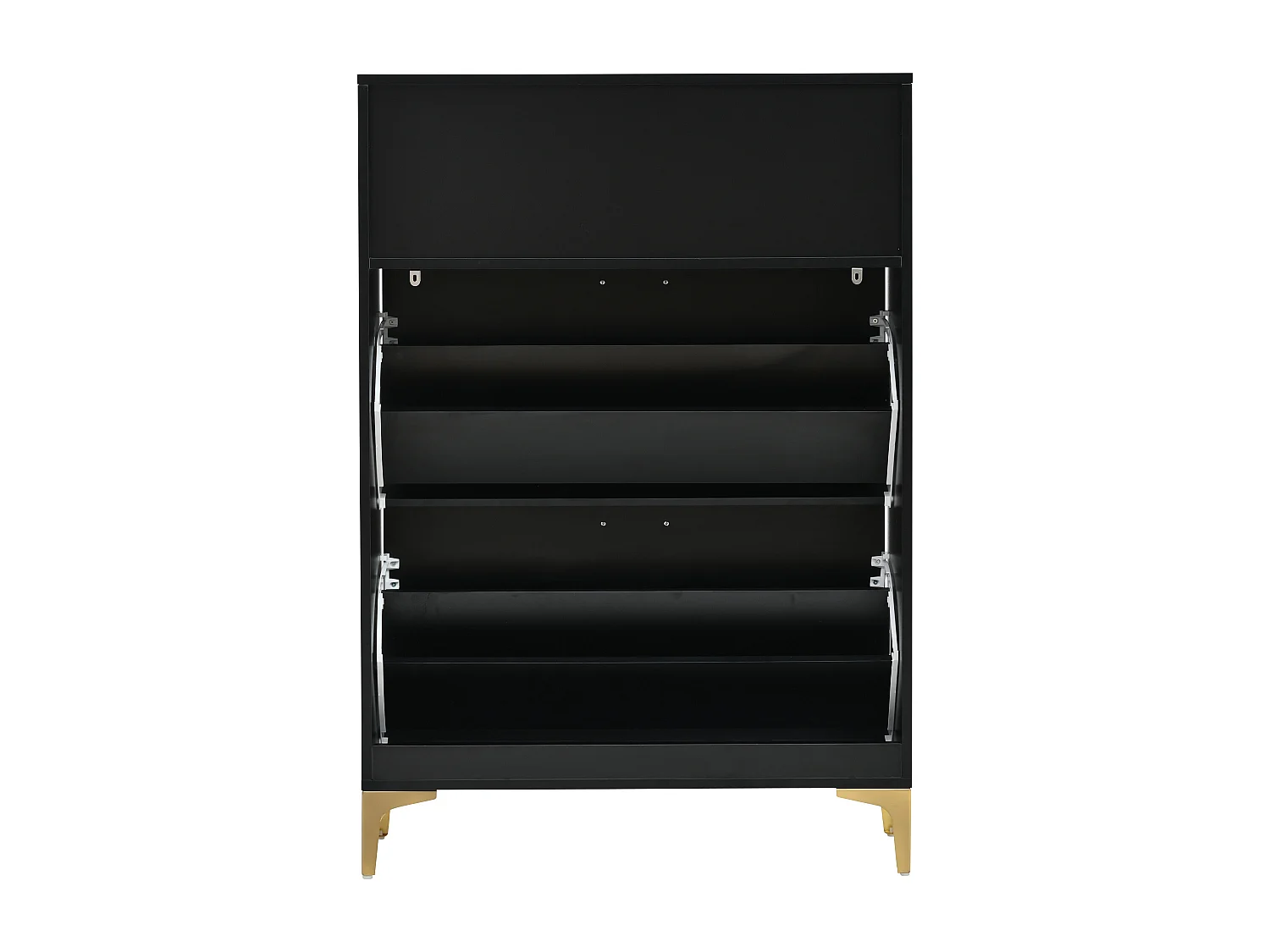 Meuble à chaussures avec 2 portes abattantes - pieds en métal - Noir