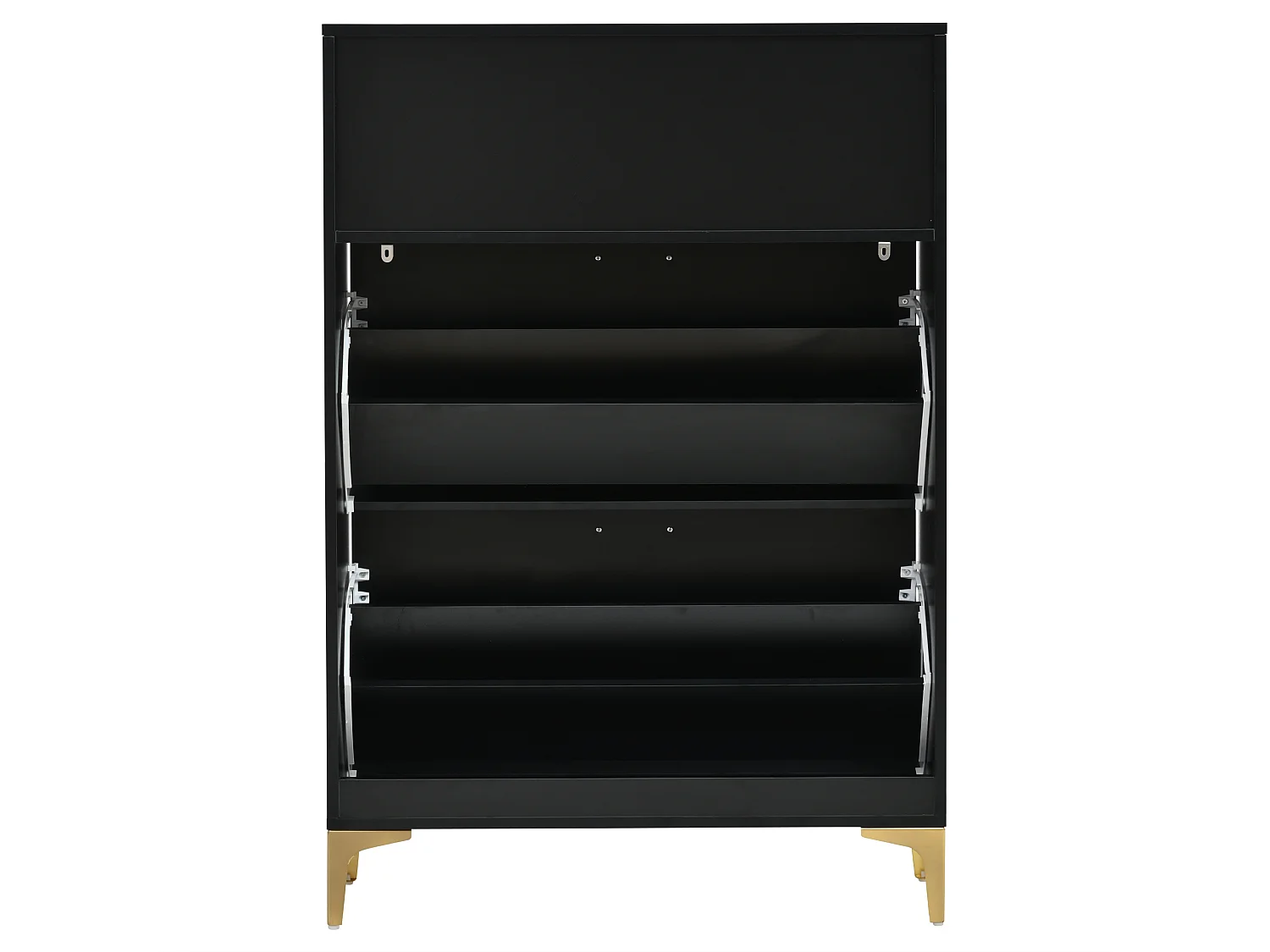 Meuble à chaussures avec 2 portes abattantes - pieds en métal - Noir