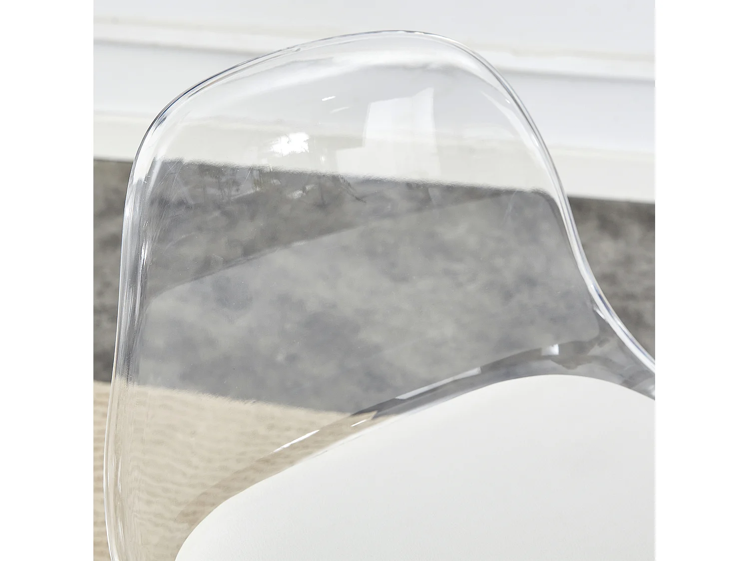 Juego de 2 taburetes de bar con respaldo transparente - Altura ajustable - Patas de metal plateado