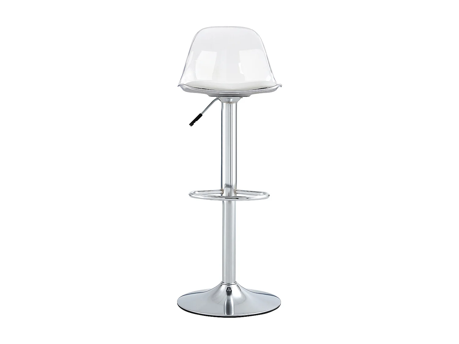 Lot de 2 tabourets de bar avec dossiers transparents - Hauteur réglable - Pieds en métal argenté