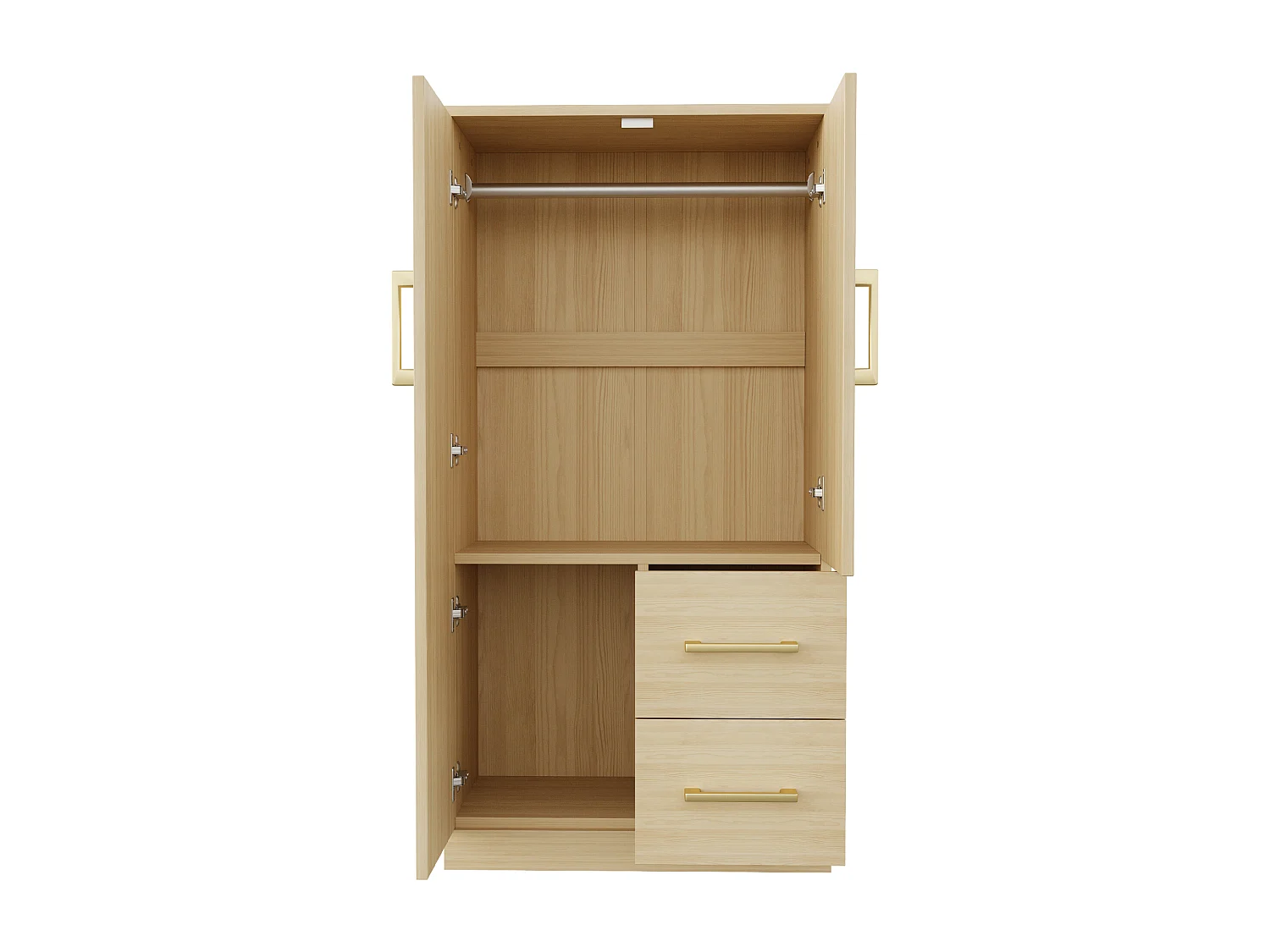 Armoire enfant avec 2 tiroirs et 2 portes - Bois - Couleur naturel