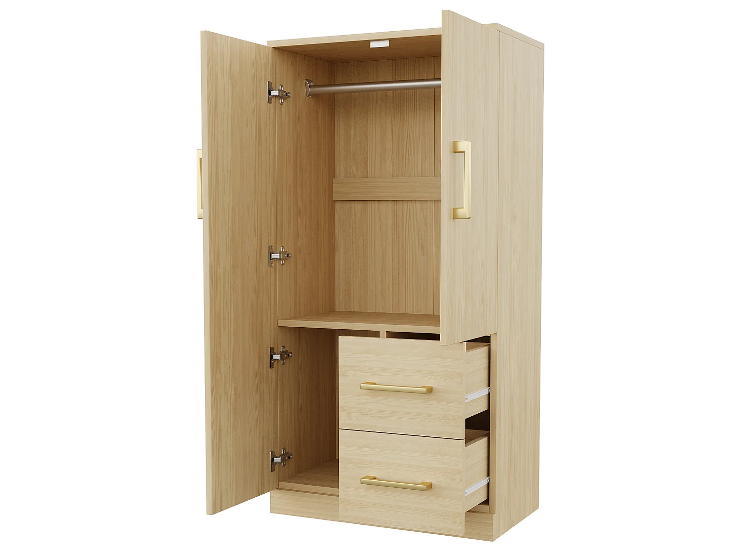 Armario infantil con 2 cajones y 2 puertas - Madera - Color natural
