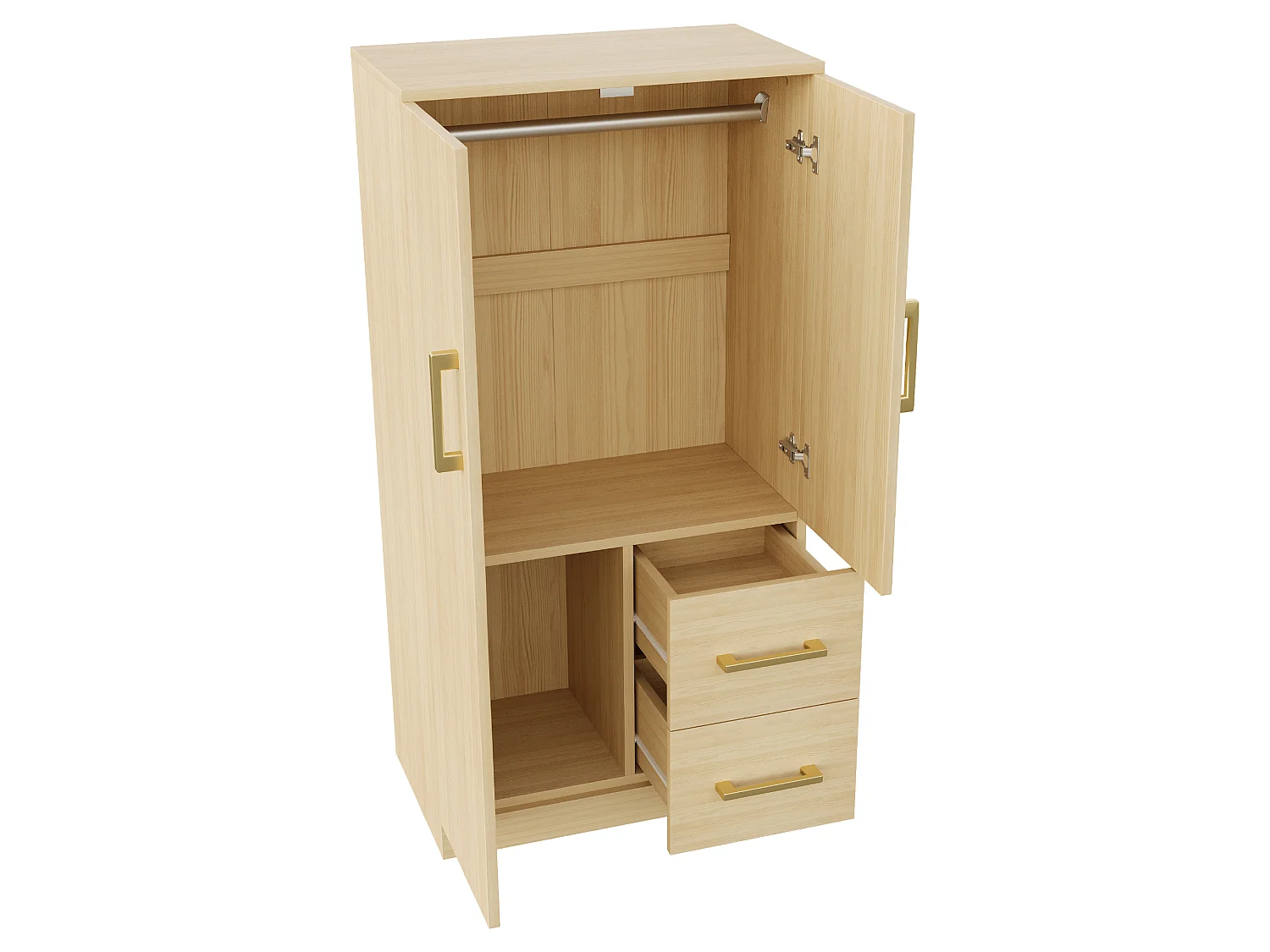 Armario infantil con 2 cajones y 2 puertas - Madera - Color natural