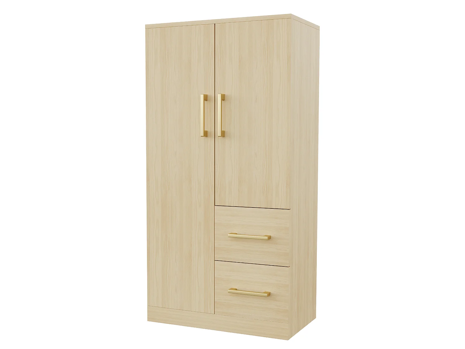 Armario infantil con 2 cajones y 2 puertas - Madera - Color natural