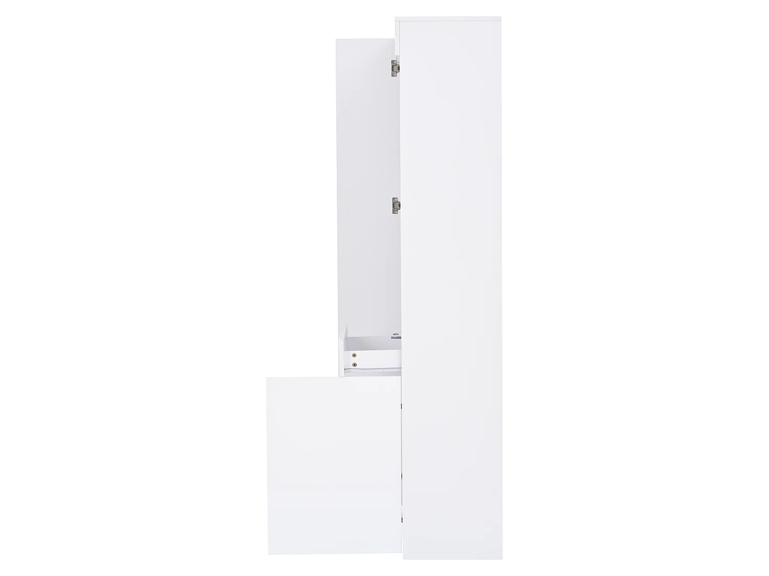 Vitrine avec éclairage LED, tiroir et 2 portes - finition brillante -Blanc