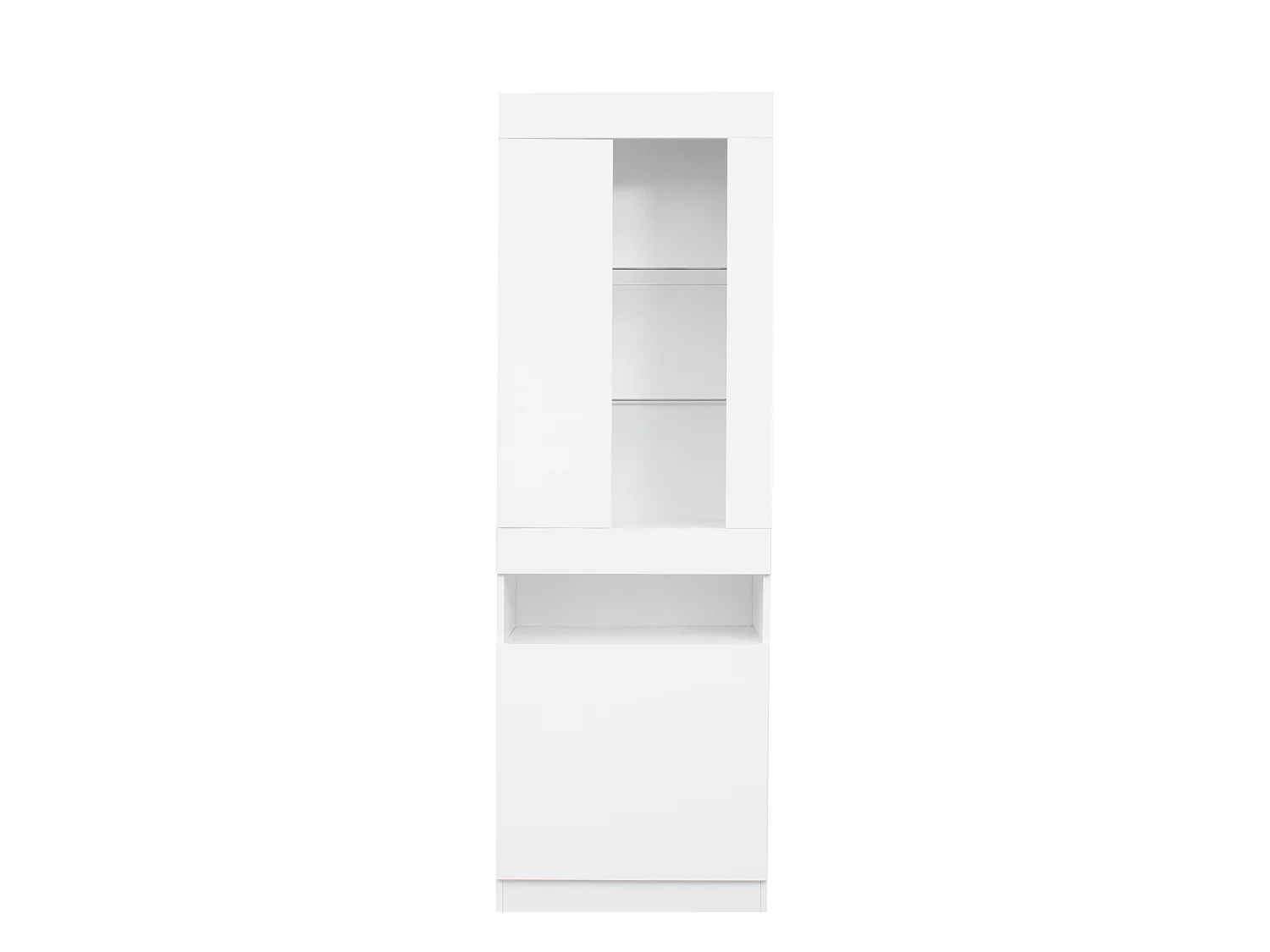 Vitrine avec LEDs à 16 couleurs et 2 portes - Etagères en verre - Blanc