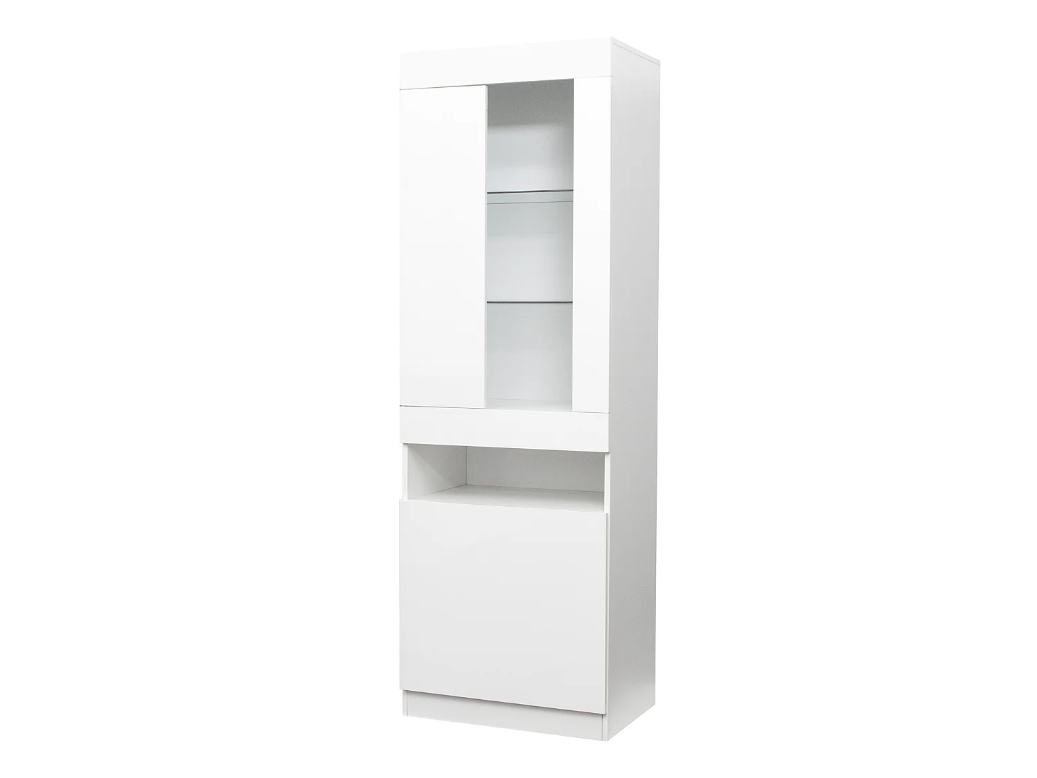 Vitrine avec LEDs à 16 couleurs et 2 portes - Etagères en verre - Blanc