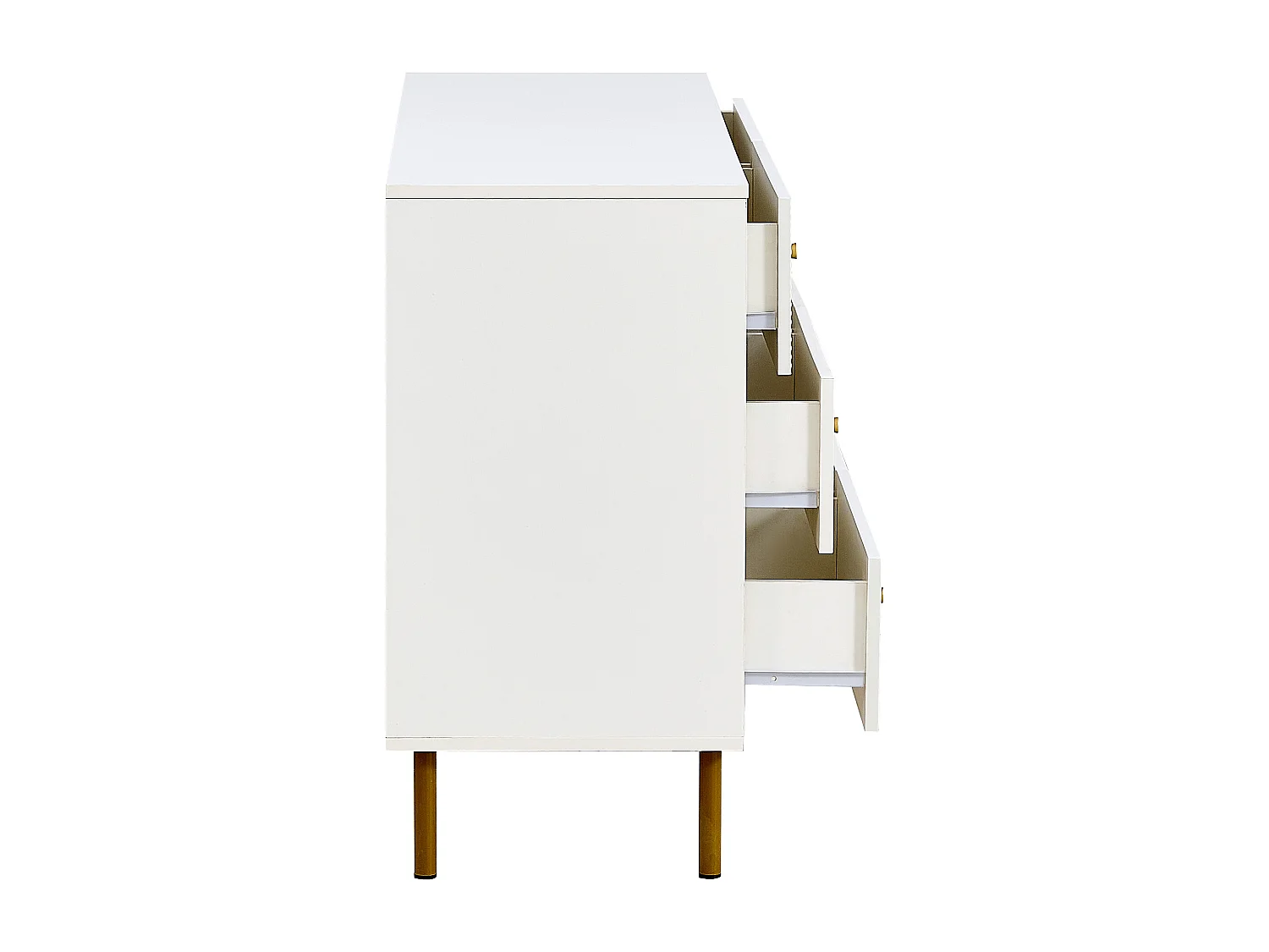 Commode avec 6 tiroirs , pieds en métal doré - MDF blanc