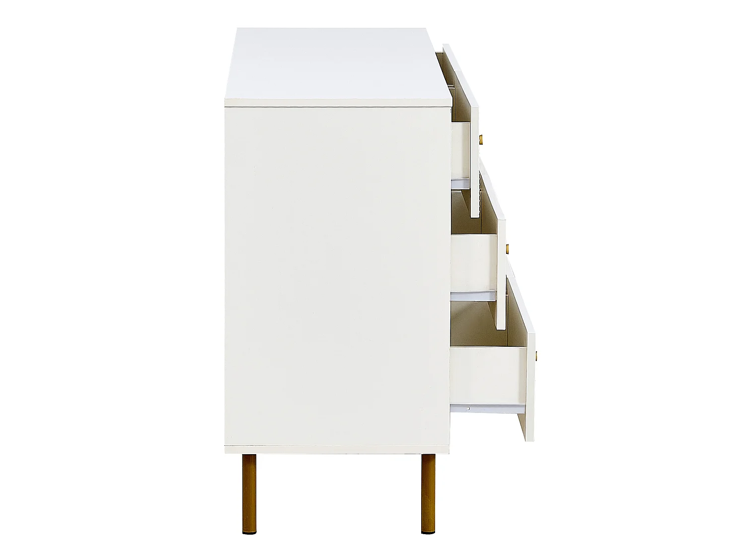 Commode avec 6 tiroirs , pieds en métal doré - MDF blanc