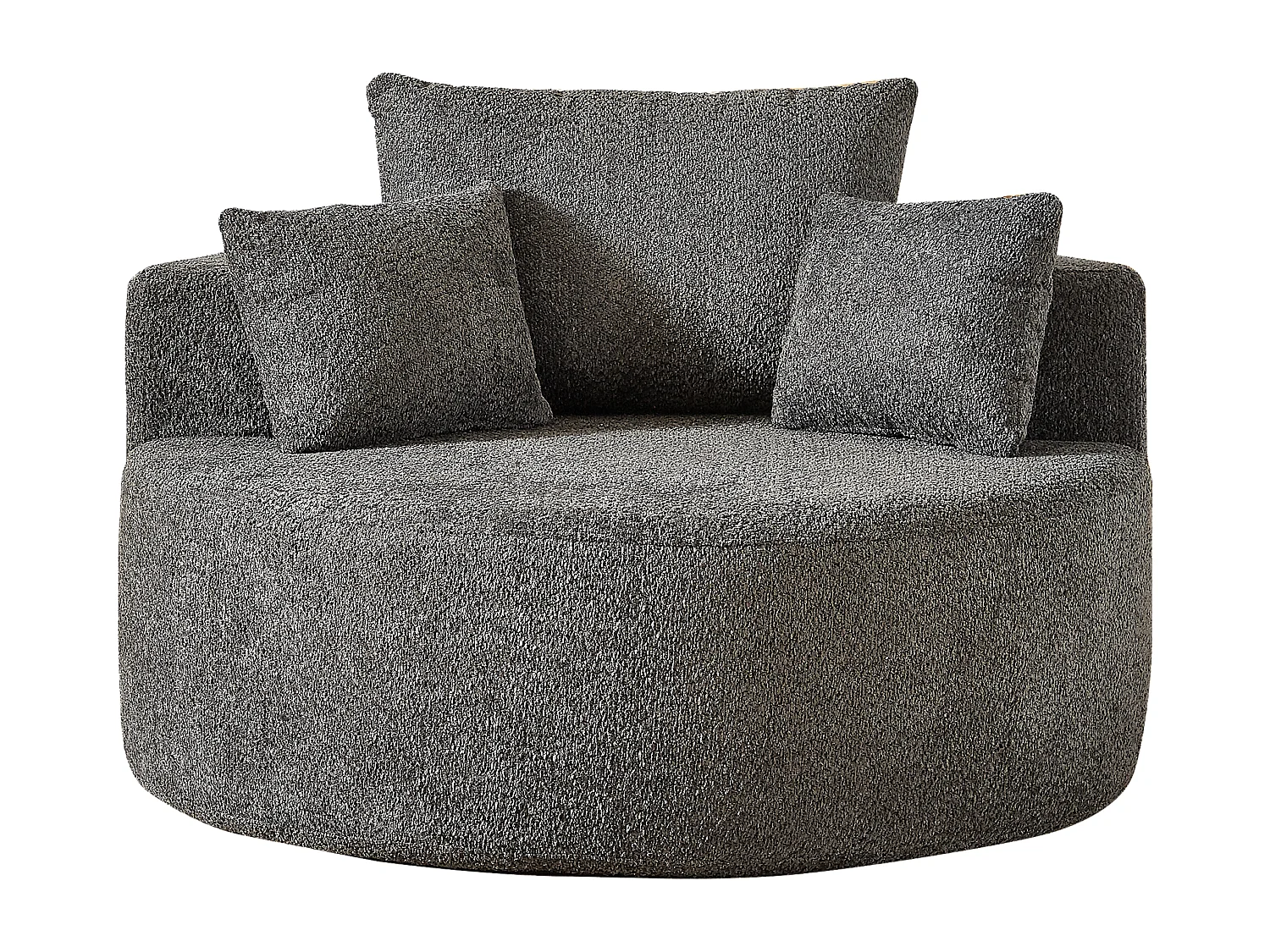 Fauteuil met lendensteun en hoofdsteun, grijze chenillestof