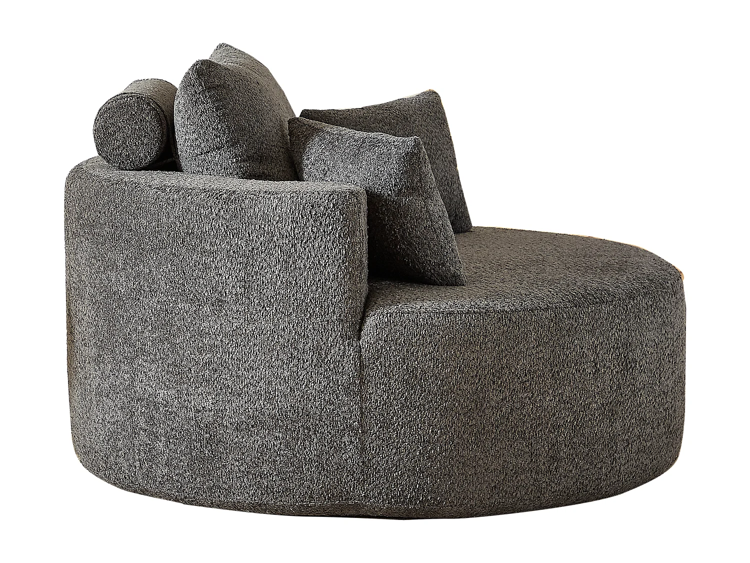 Fauteuil met lendensteun en hoofdsteun, grijze chenillestof