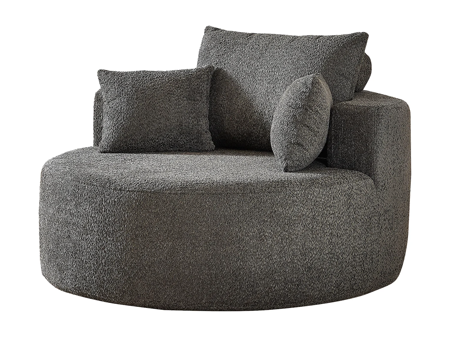 Fauteuil avec soutien lombaire et appui-tête, tissu chenille gris