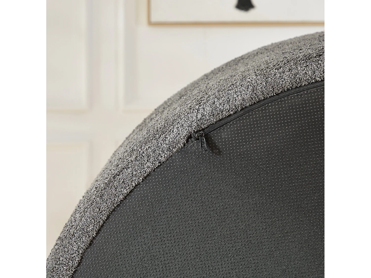 Fauteuil avec soutien lombaire et appui-tête, tissu chenille gris