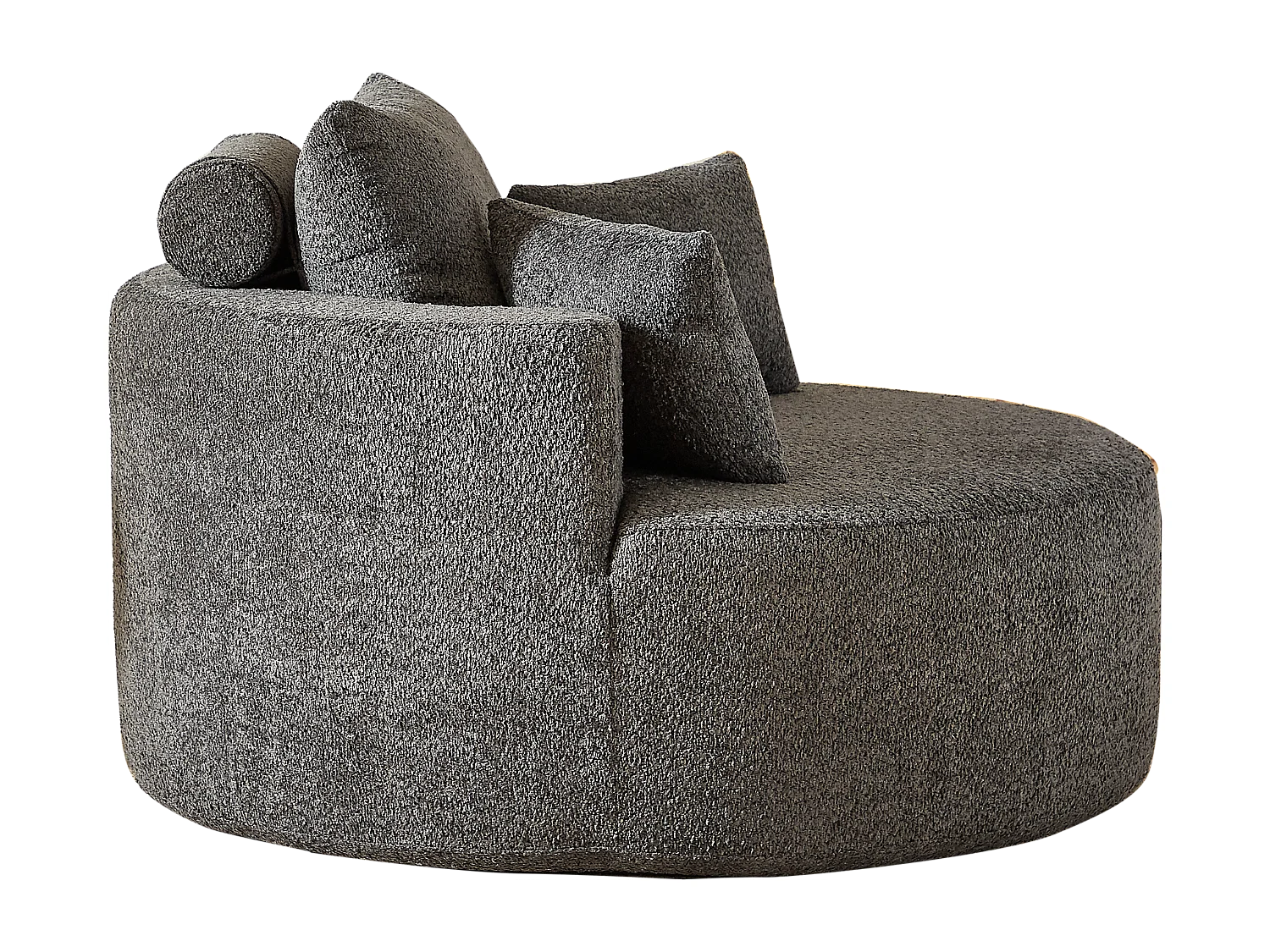 Fauteuil avec soutien lombaire et appui-tête, tissu chenille gris