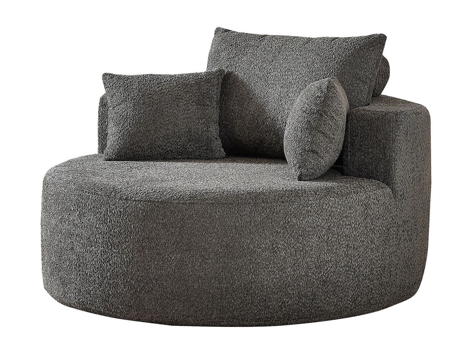 Fauteuil avec soutien lombaire et appui-tête, tissu chenille gris