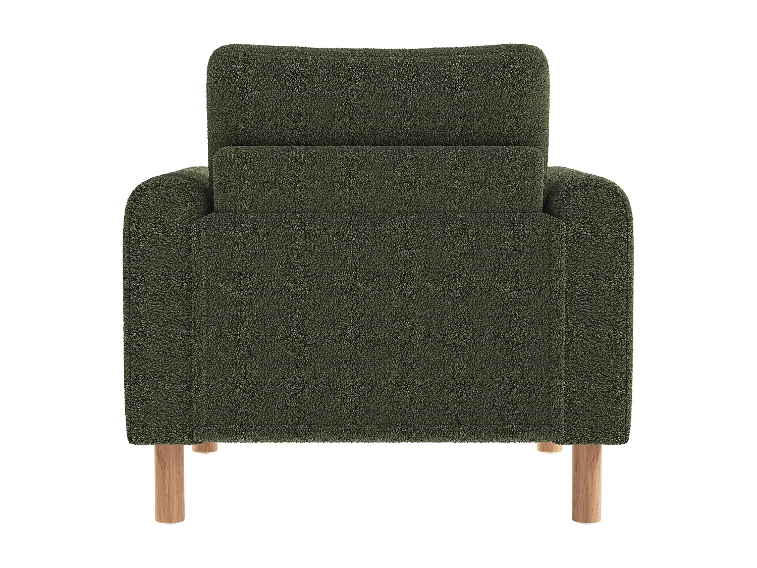 Fauteuil avec soutien lombaire, structure en bois, tissu Teddy, vert